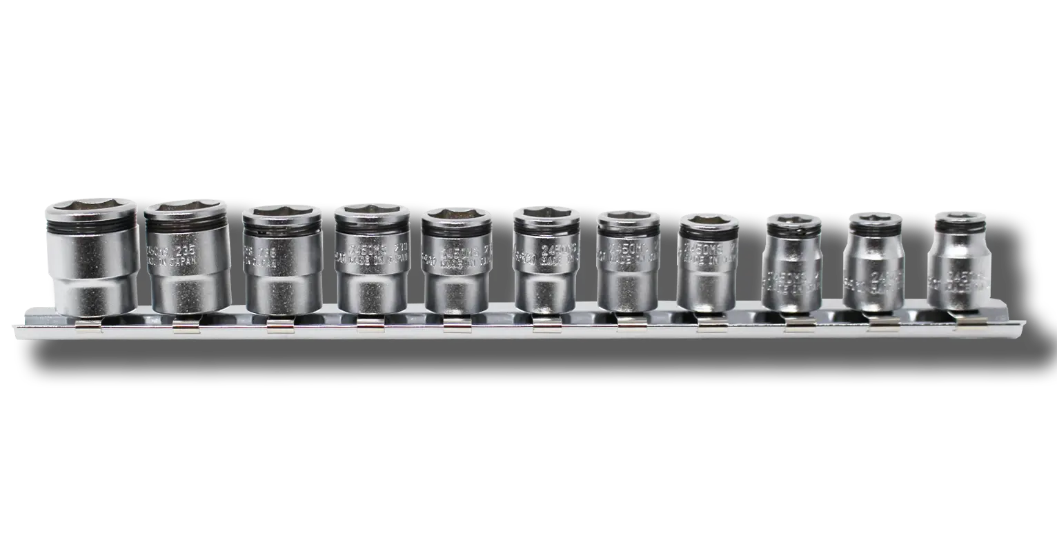 Ko-ken 1/4” Drive Short NUT GRIP Socket Set, 5–14mm (11 Pc)