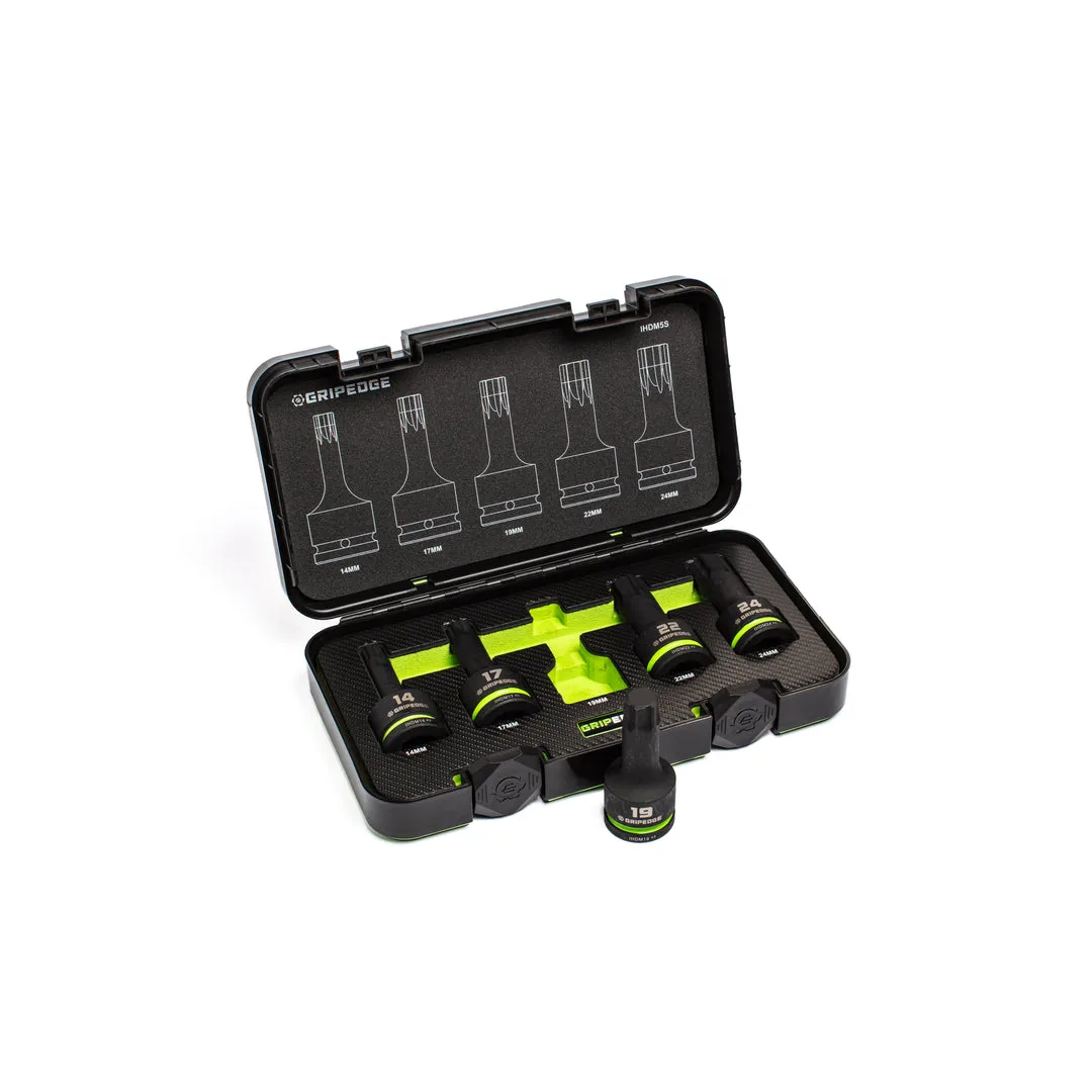 GRIPEDGE Impact Metric RPT Hex Bit Socket Set — 5-Pc, 3/4” Drive - Image 3