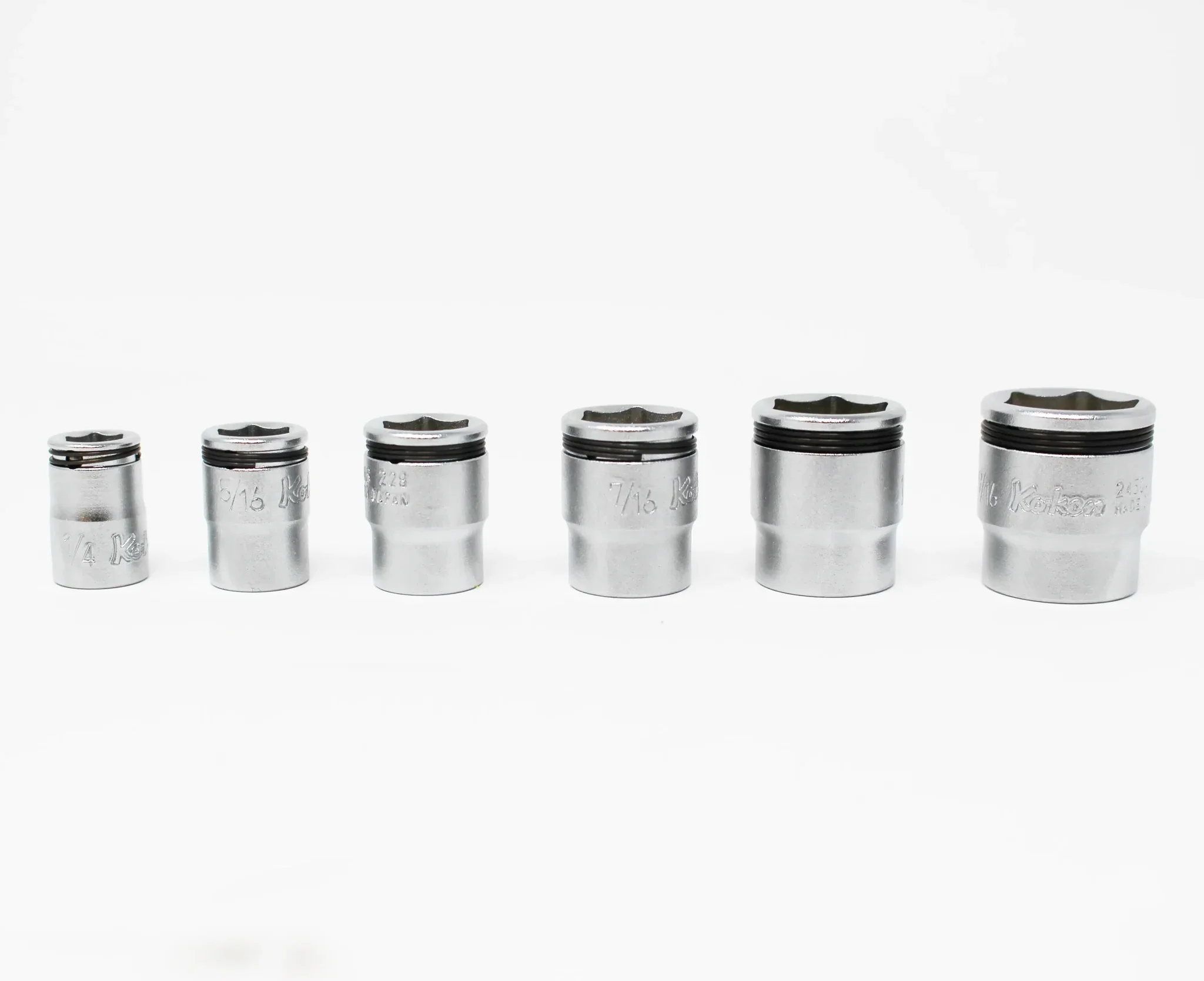 Ko-ken 1/4" Sq.Dr. NUT GRIP Socket Rail Set (SAE) — 6 Pc