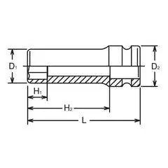 Ko-ken 3/8" Drive 6-point Standard Walled Deep Impact Sockets - Image 2