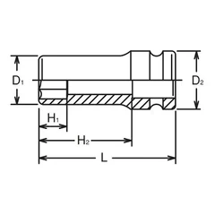 Ko-ken 3/8" Drive 6-point Thin Walled Semi Deep Impact Sockets - Image 2