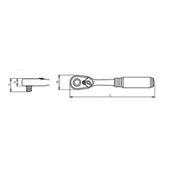 Ko-ken 3/8" Drive x 7" Reversible Short Ratchet with Quick Release Button - Image 2