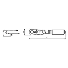 Ko-ken 3/8" x 4.5" Flex Head Reversible Ratchet with Quick Release Button - Image 2