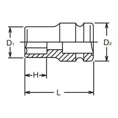 Ko-ken 3/8" Drive 6-point Thin Walled Regular Impact Sockets - Image 2