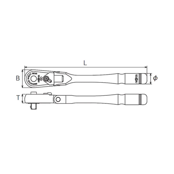 Nepros 1/4"sq. Flex-Head Ratchet Handle (90-Tooth) - Image 2