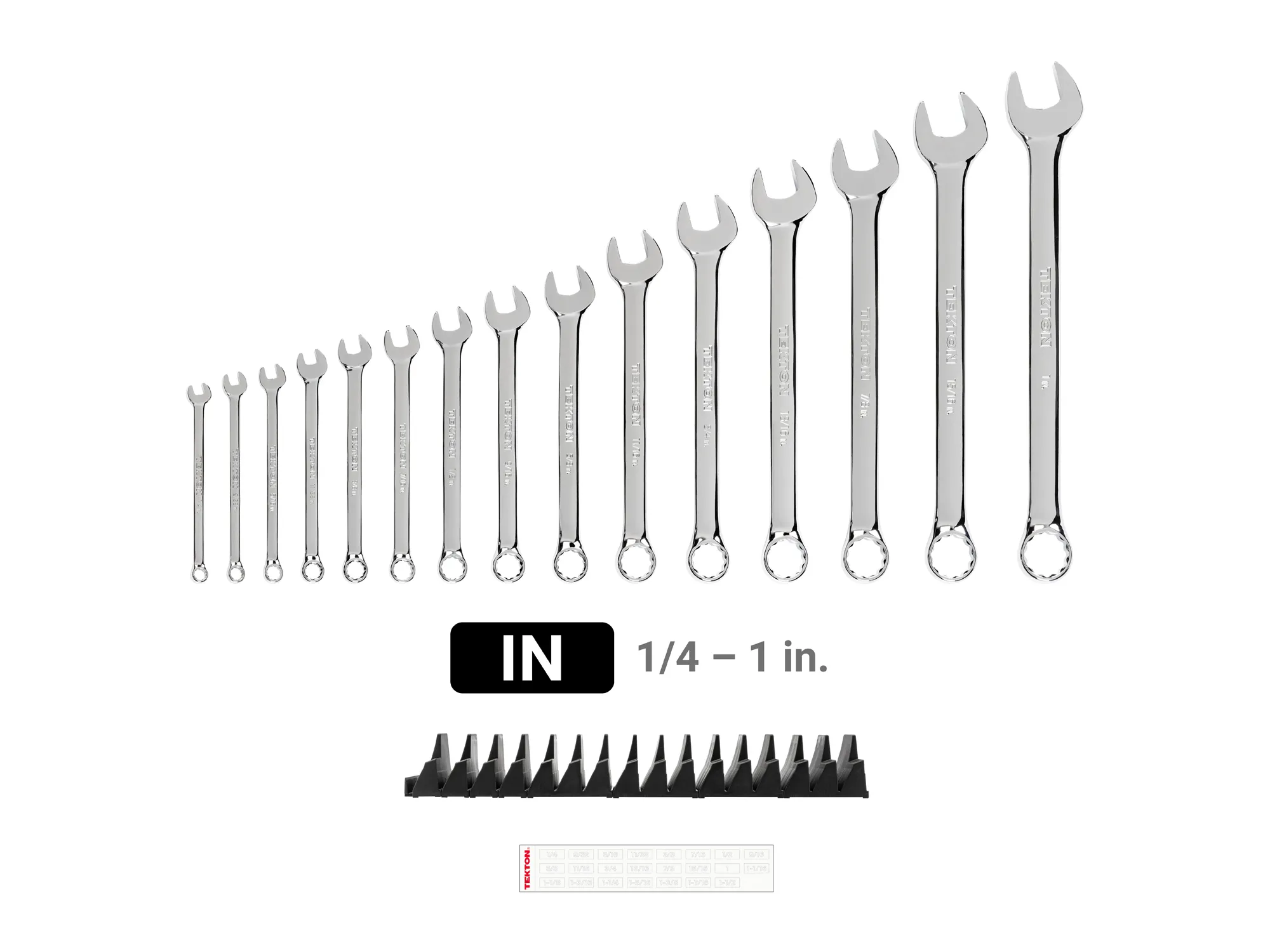 Tekton Combination Wrench Set with Modular Organizers, 15-Piece (1/4-1 in)