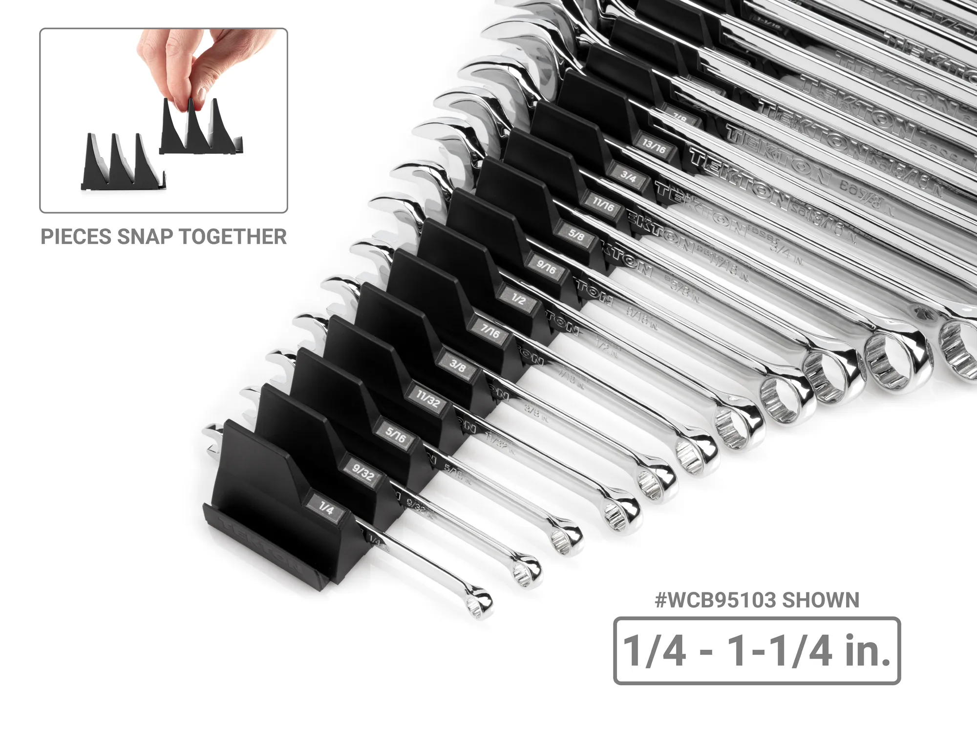 Tekton Combination Wrench Set with Modular Organizers, 15-Piece (1/4-1 in) - Image 3