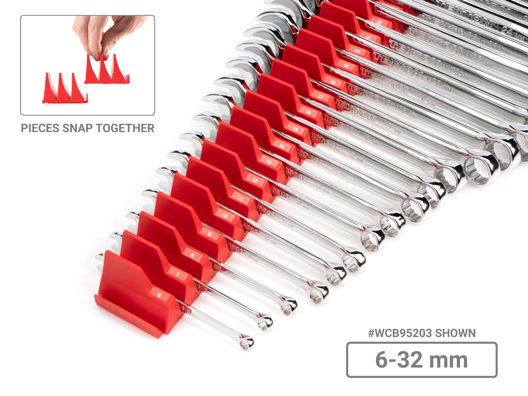 Tekton Combination Wrench Set with Modular Organizers, 27-Piece (6-32 mm) - Image 3