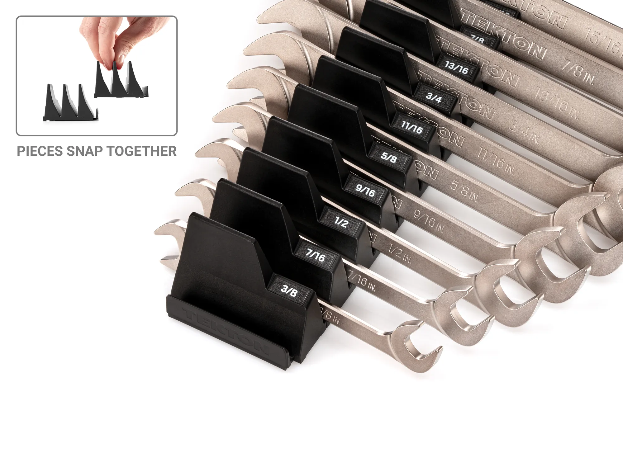 Tekton Angle Head Open End Wrench Set with Modular Organizers, 11-Piece (1/4-3/4 in) - Image 4
