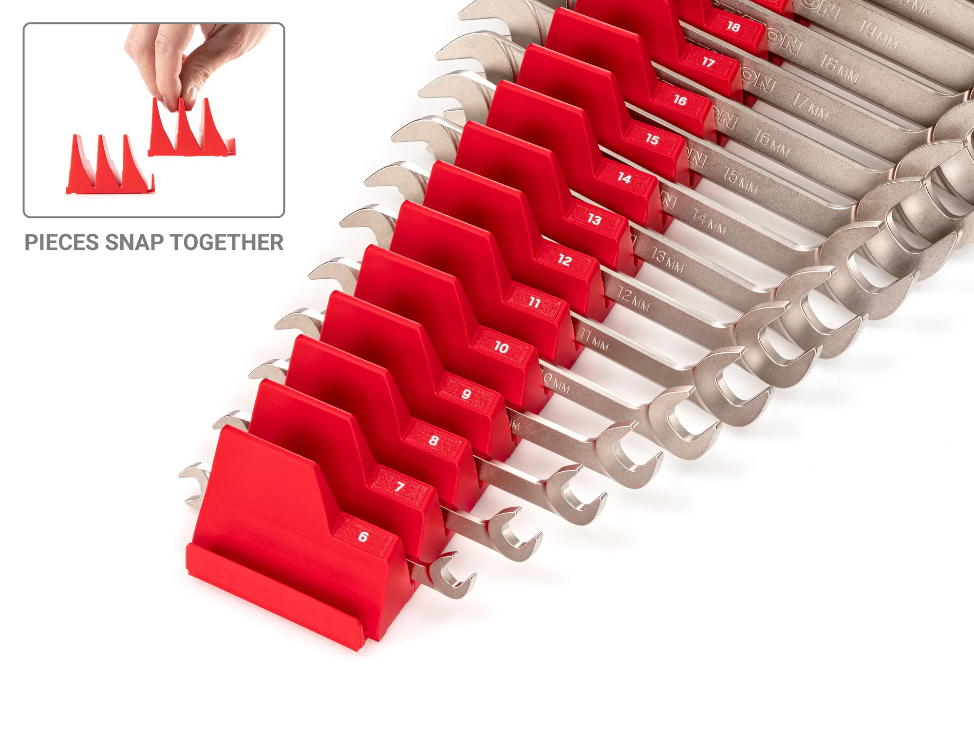 Tekton Angle Head Open End Wrench Set with Modular Organizers, 14-Piece (6-19 mm) - Image 4