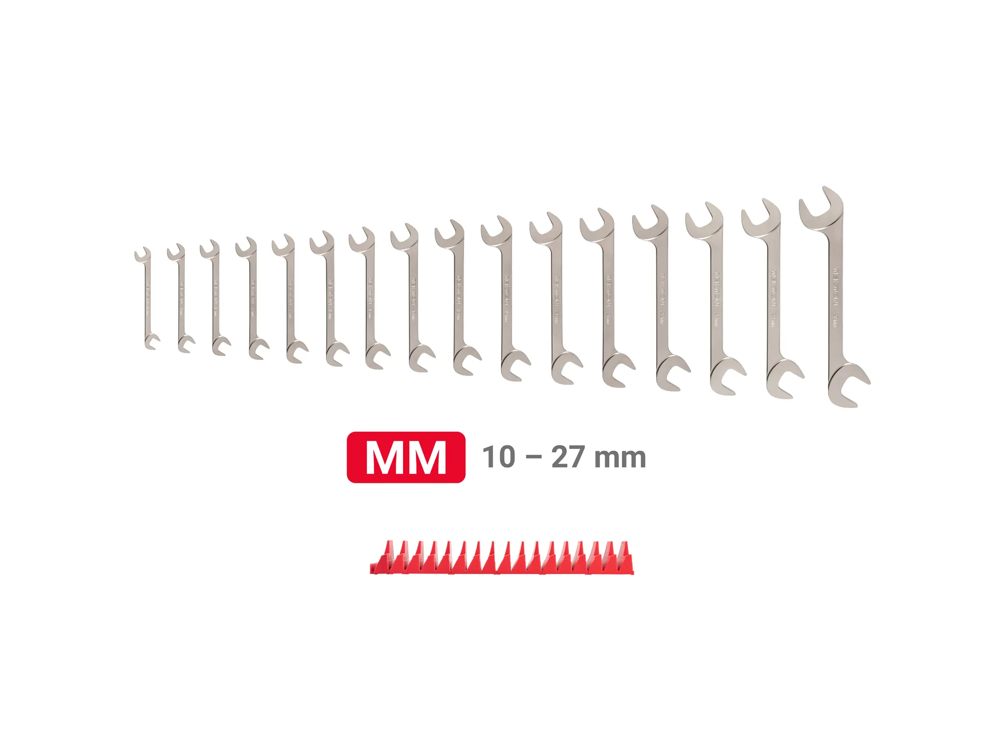 Tekton Angle Head Open End Wrench Set with Modular Organizers, 16-Piece (10-27 mm)